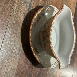 Floral Patterned Gravy Boat with Saucer